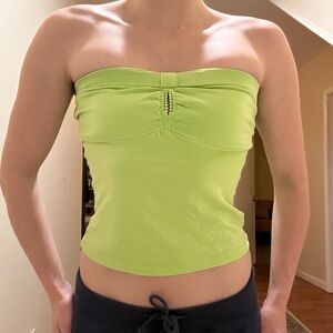 y2k lime Green Strapless tube Top